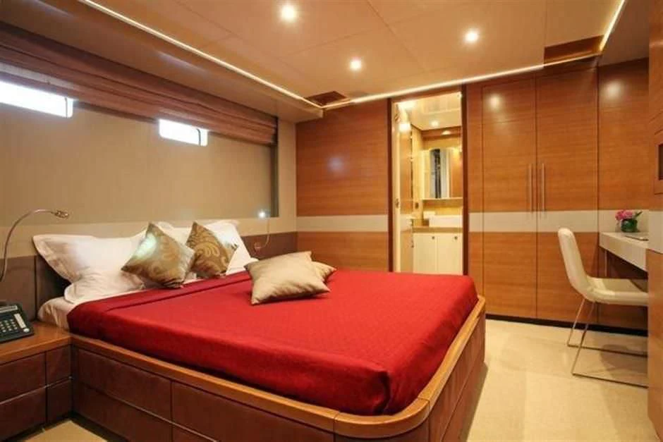 a bed in a room aboard KIMBERLIE Yacht for Sale