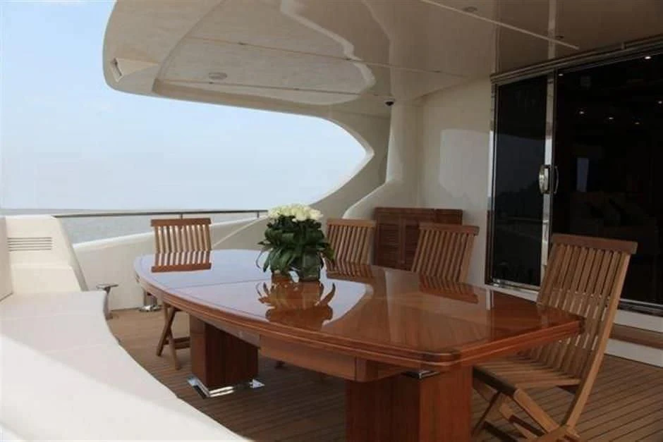 a table and chairs in a room aboard KIMBERLIE Yacht for Sale