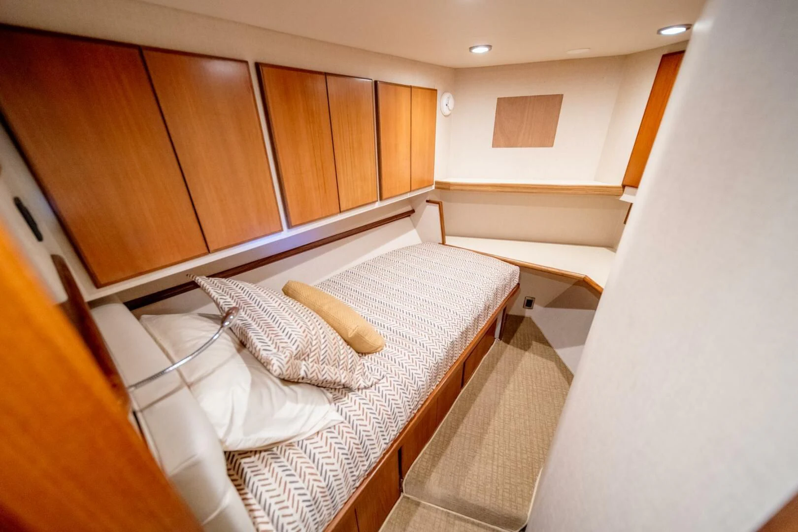 a bed in a room aboard SEA LION Yacht for Sale