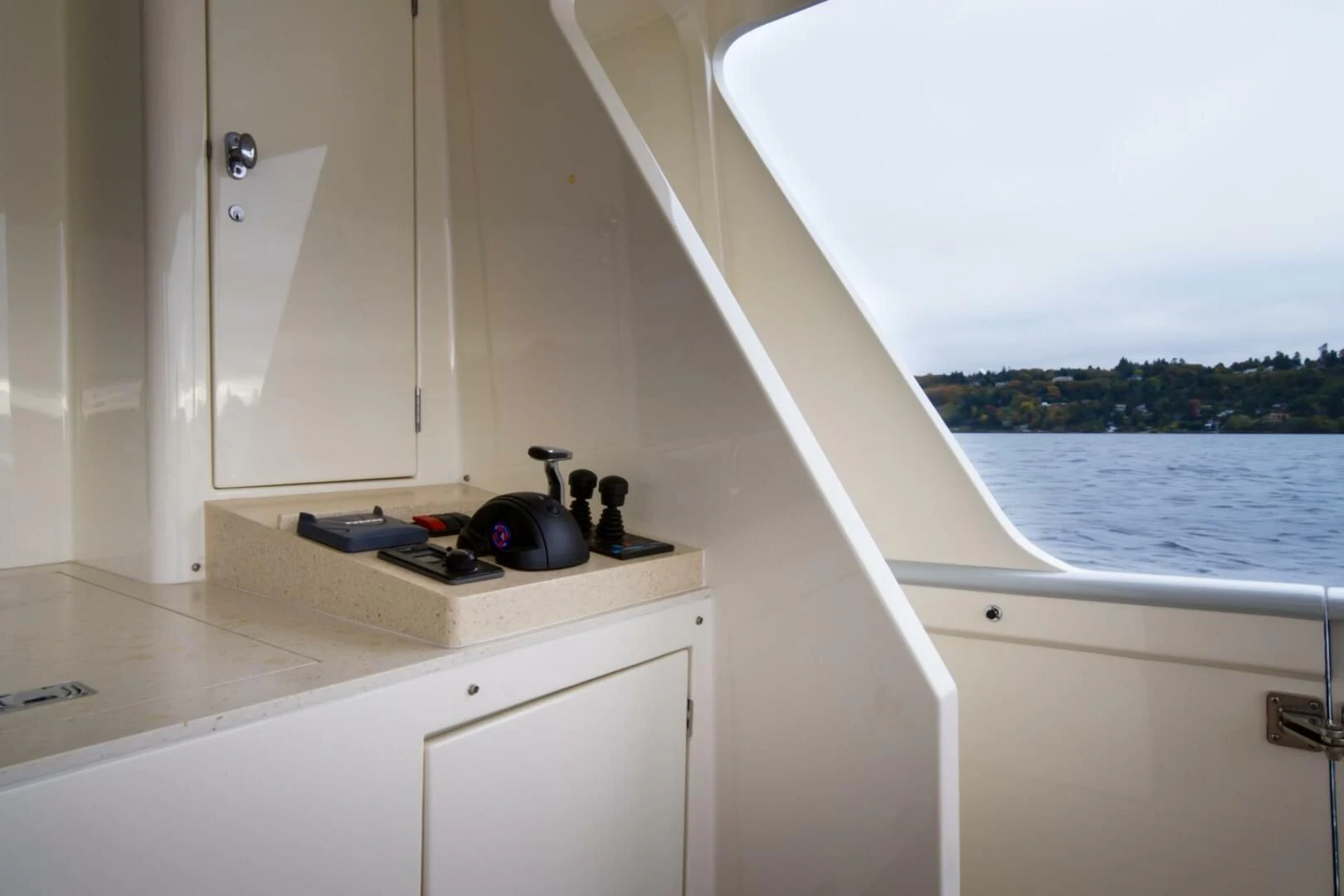 a black and white video game controller on a boat aboard SEA LION Yacht for Sale