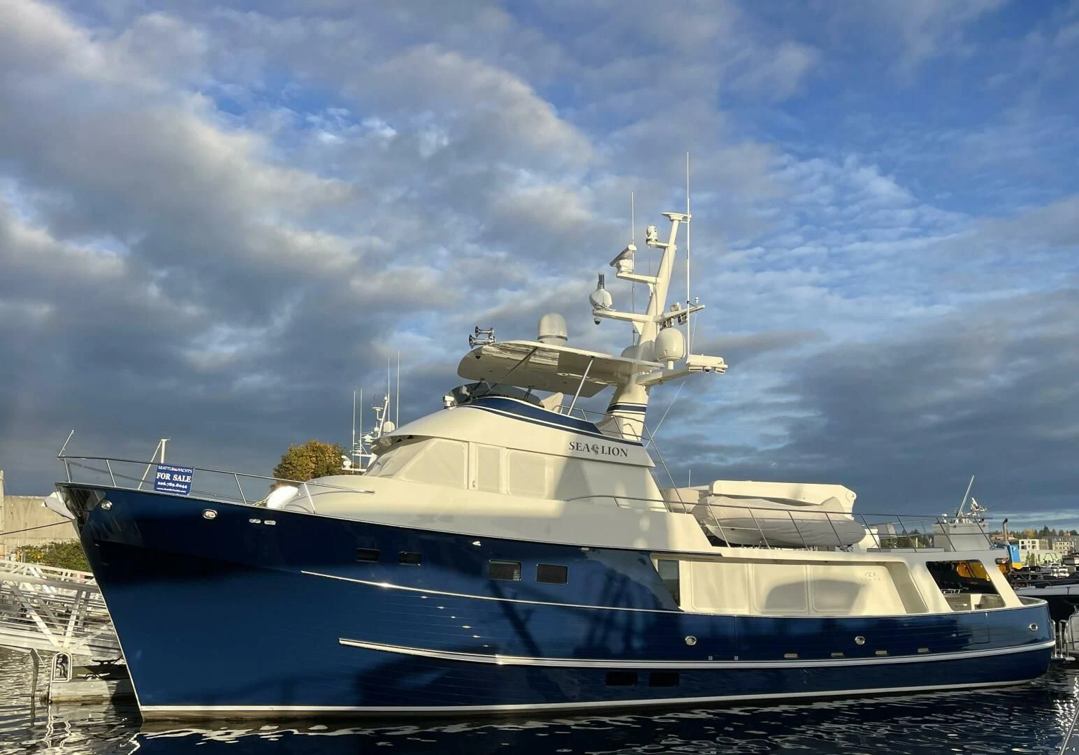 a large white yacht aboard SEA LION Yacht for Sale