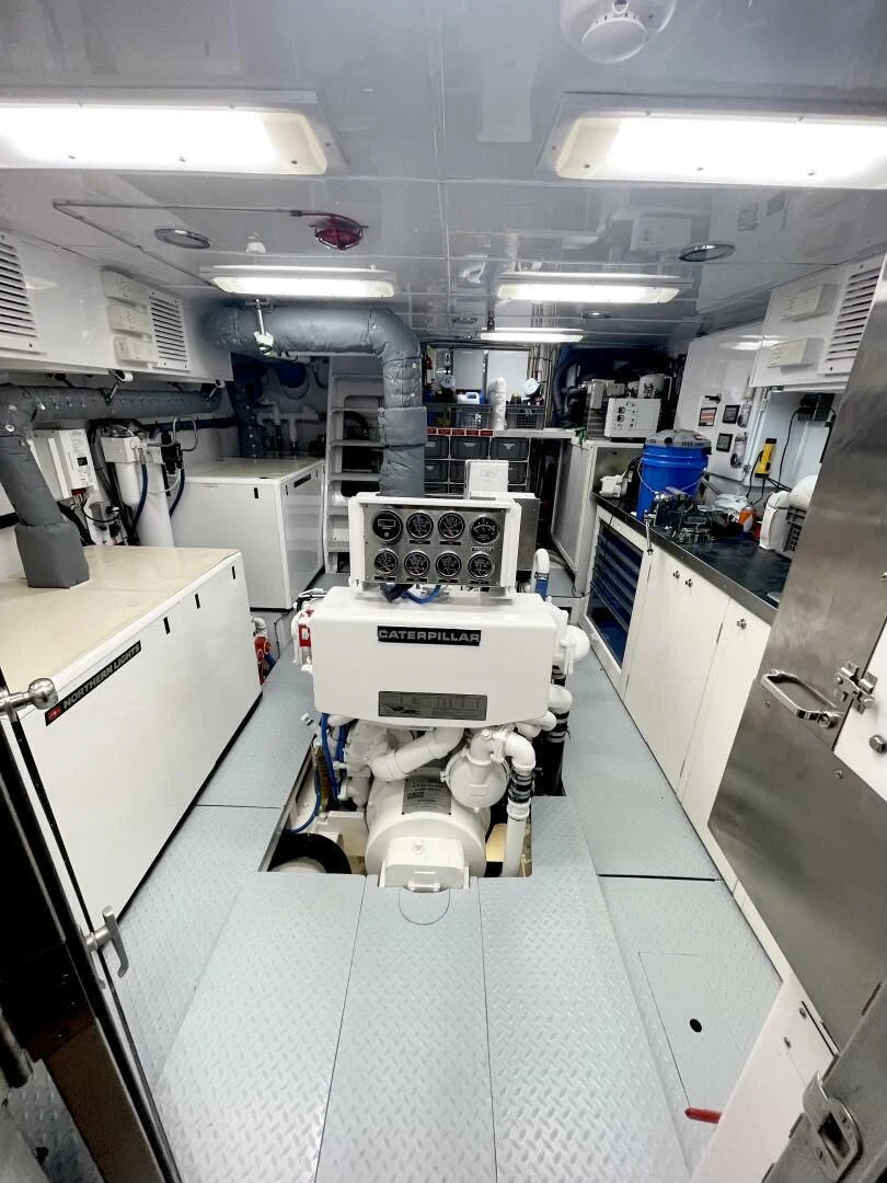 a large room with machinery aboard SEA LION Yacht for Sale