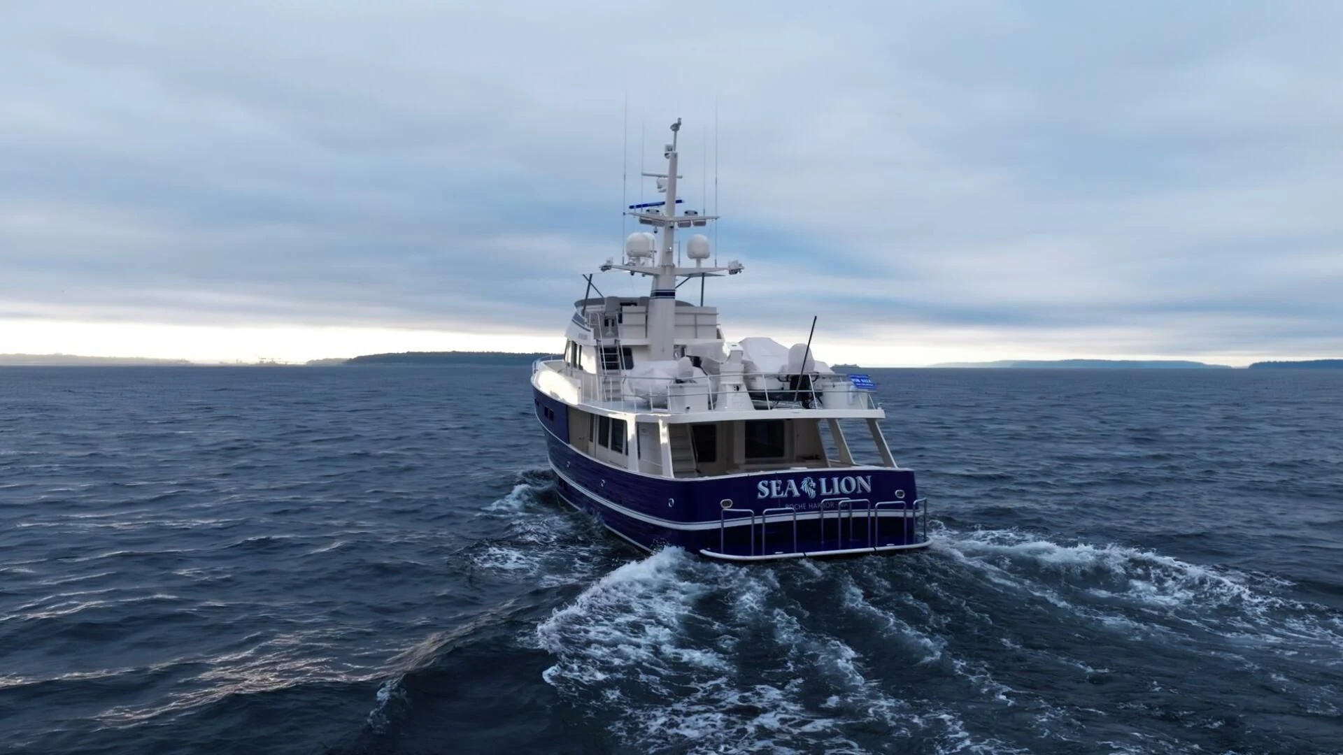 a boat on the water aboard SEA LION Yacht for Sale