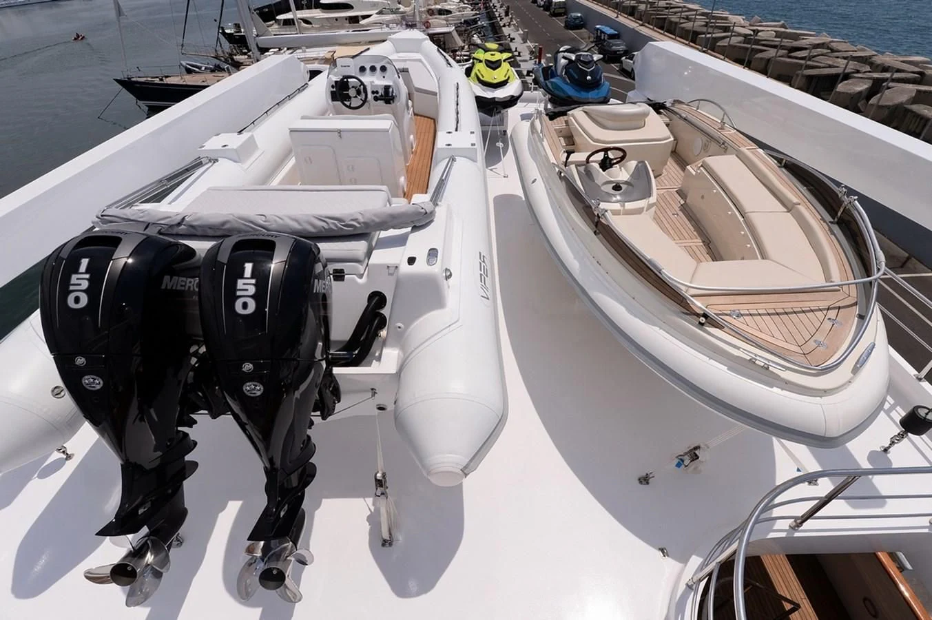 a white and black robot aboard SUITE Yacht for Sale