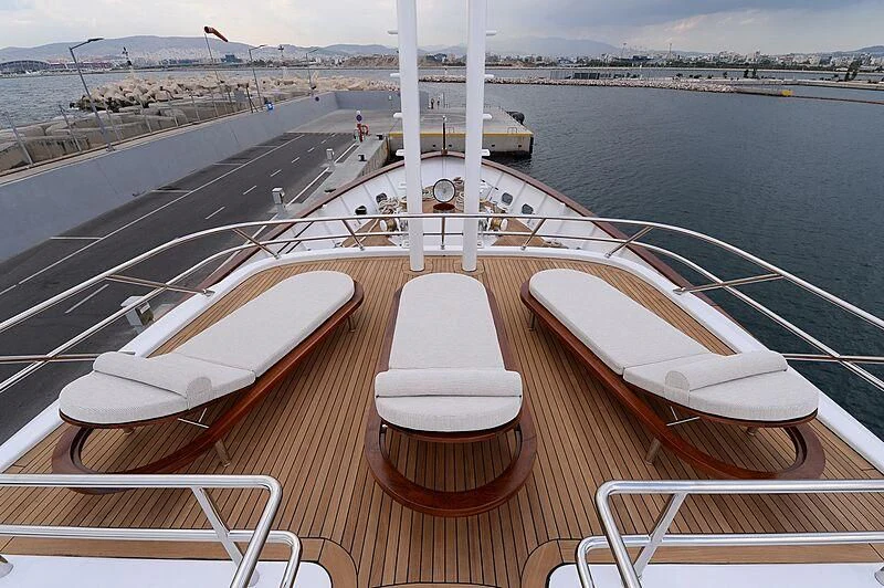 a boat on a deck aboard SUITE Yacht for Sale