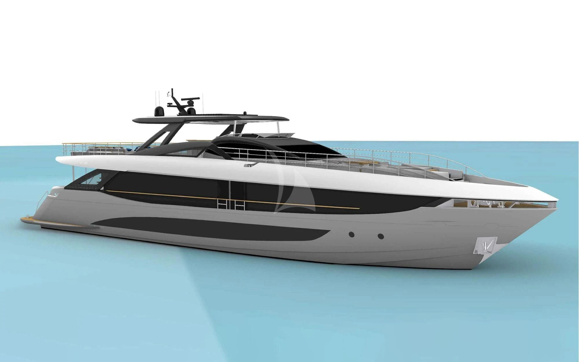 a white and black boat aboard LAFAYETTE Yacht for Sale