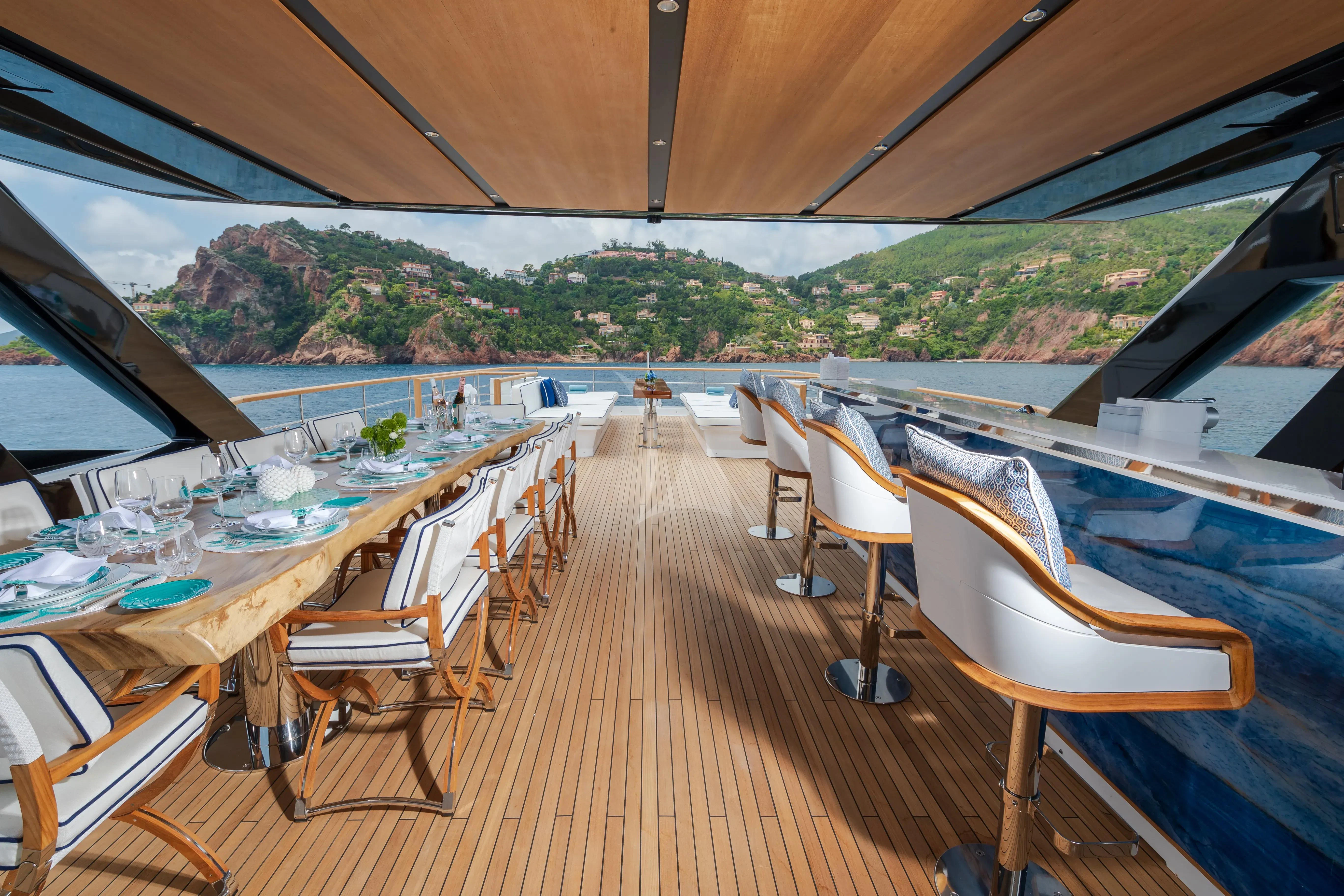 a boat on a deck aboard LAFAYETTE Yacht for Sale
