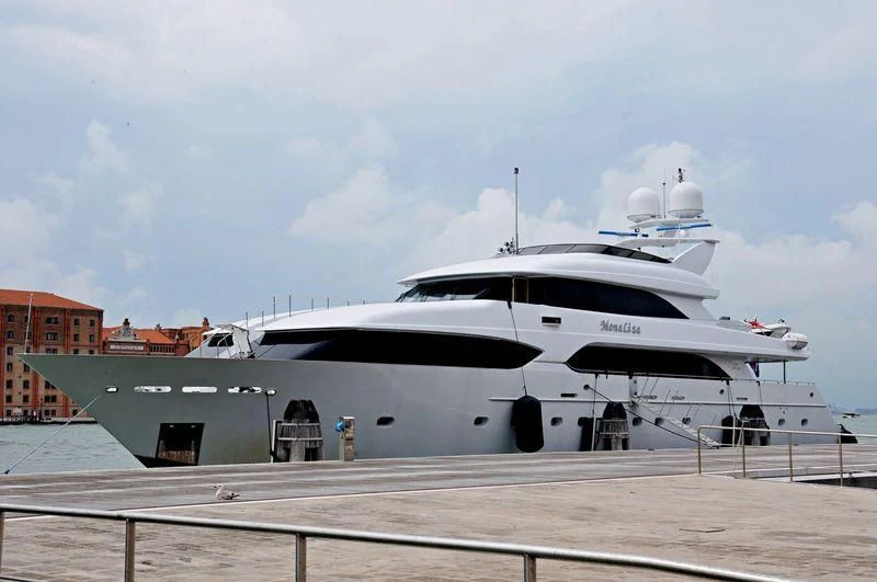 a large white yacht aboard MYC Yacht for Sale