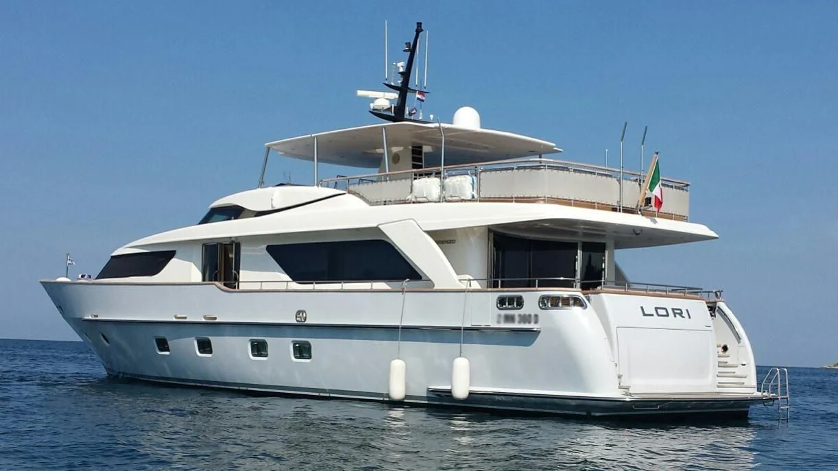 a white yacht in the water aboard ELYSIUM Yacht for Sale