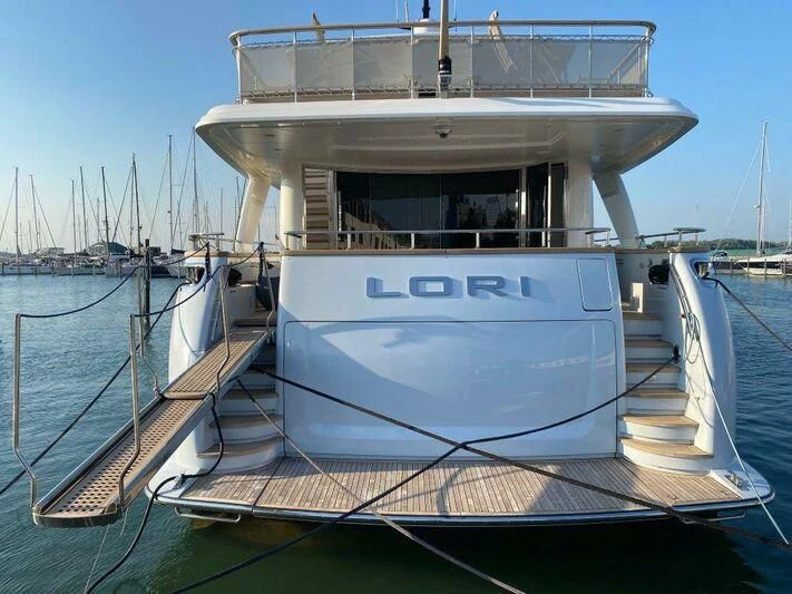 a large white boat aboard ELYSIUM Yacht for Sale