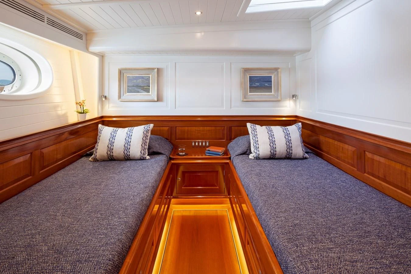 a large bedroom with a bed and a large bed aboard ATALANTE Yacht for Sale