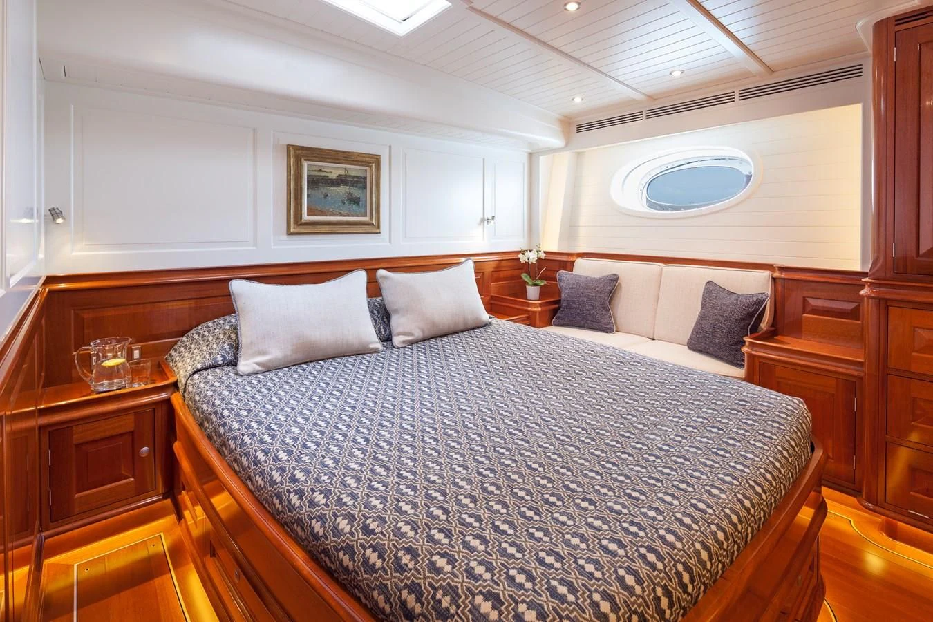 a bed with a large bed aboard ATALANTE Yacht for Sale