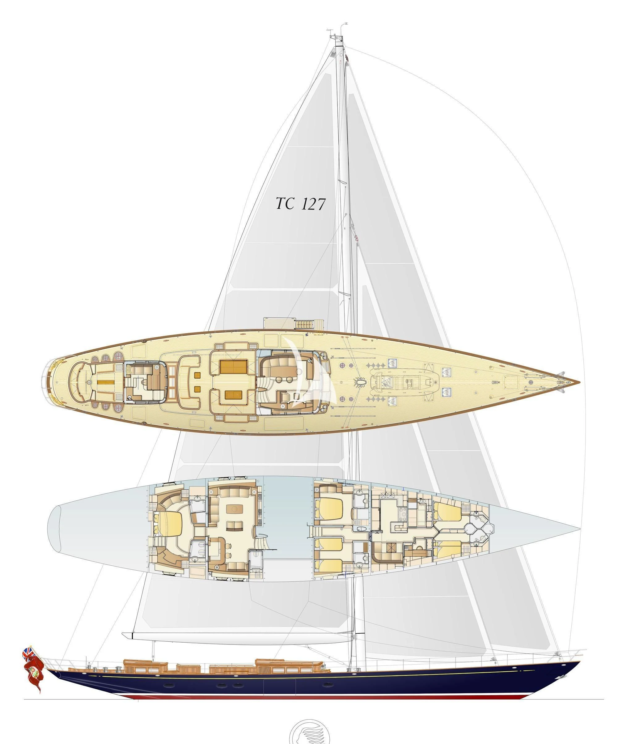 a boat with a design on it aboard ATALANTE Yacht for Sale