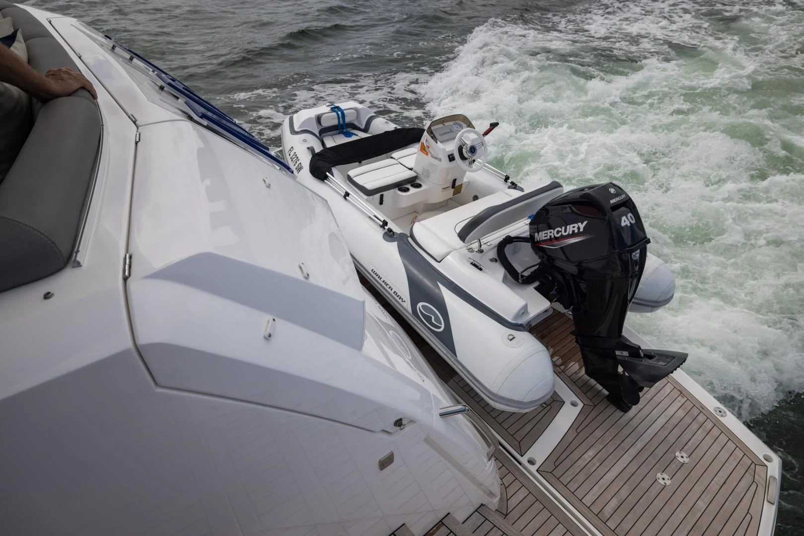 a dog in a boat aboard MR. G Yacht for Sale