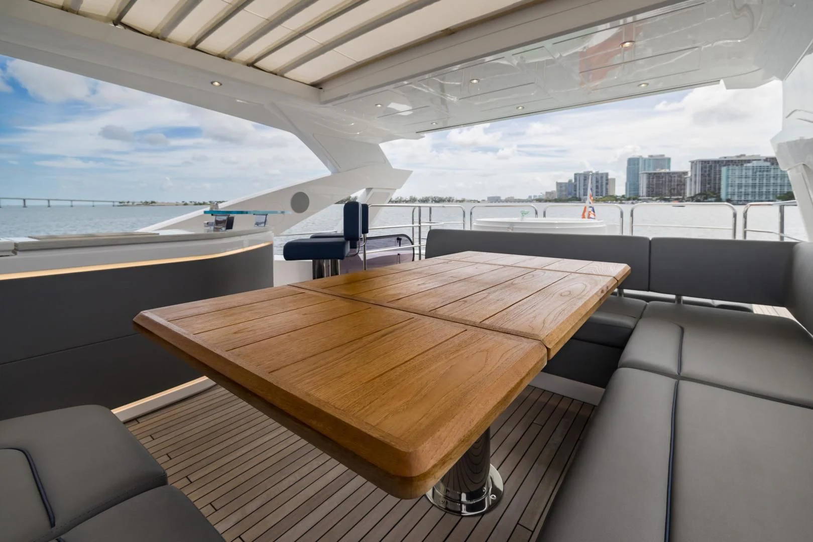 a table on a boat aboard MR. G Yacht for Sale