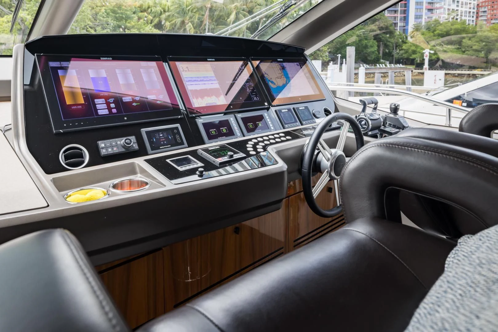 inside of a car aboard MR. G Yacht for Sale
