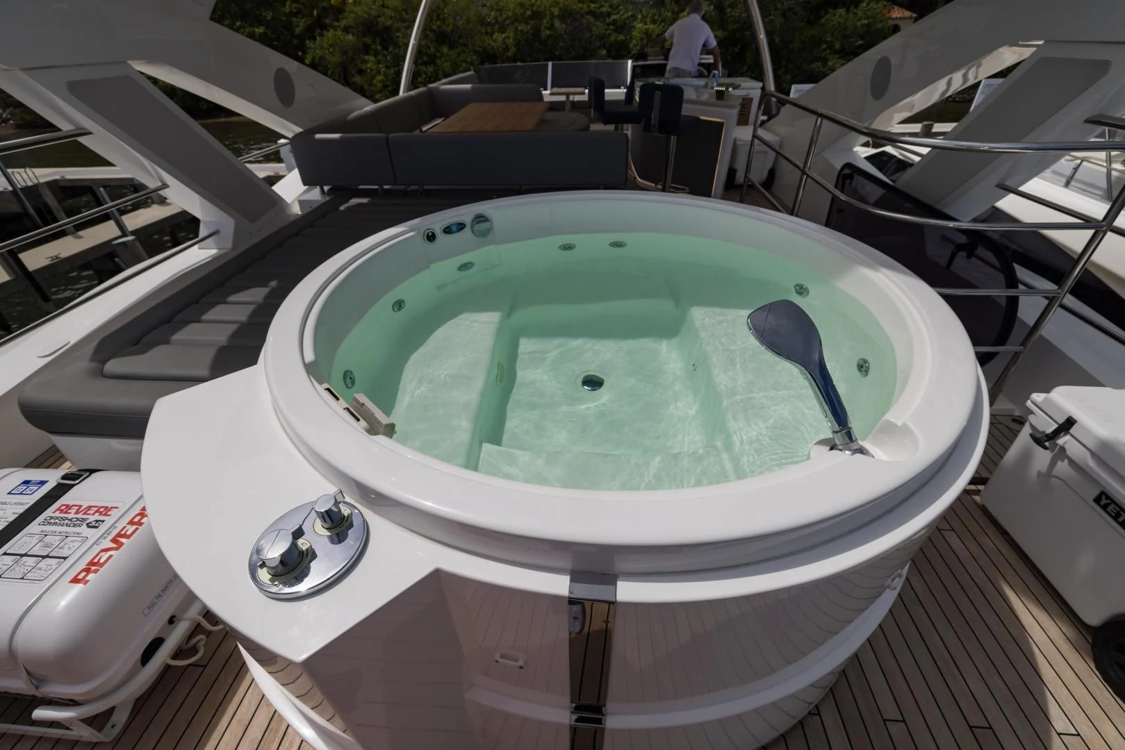 a pool on a deck aboard MR. G Yacht for Sale