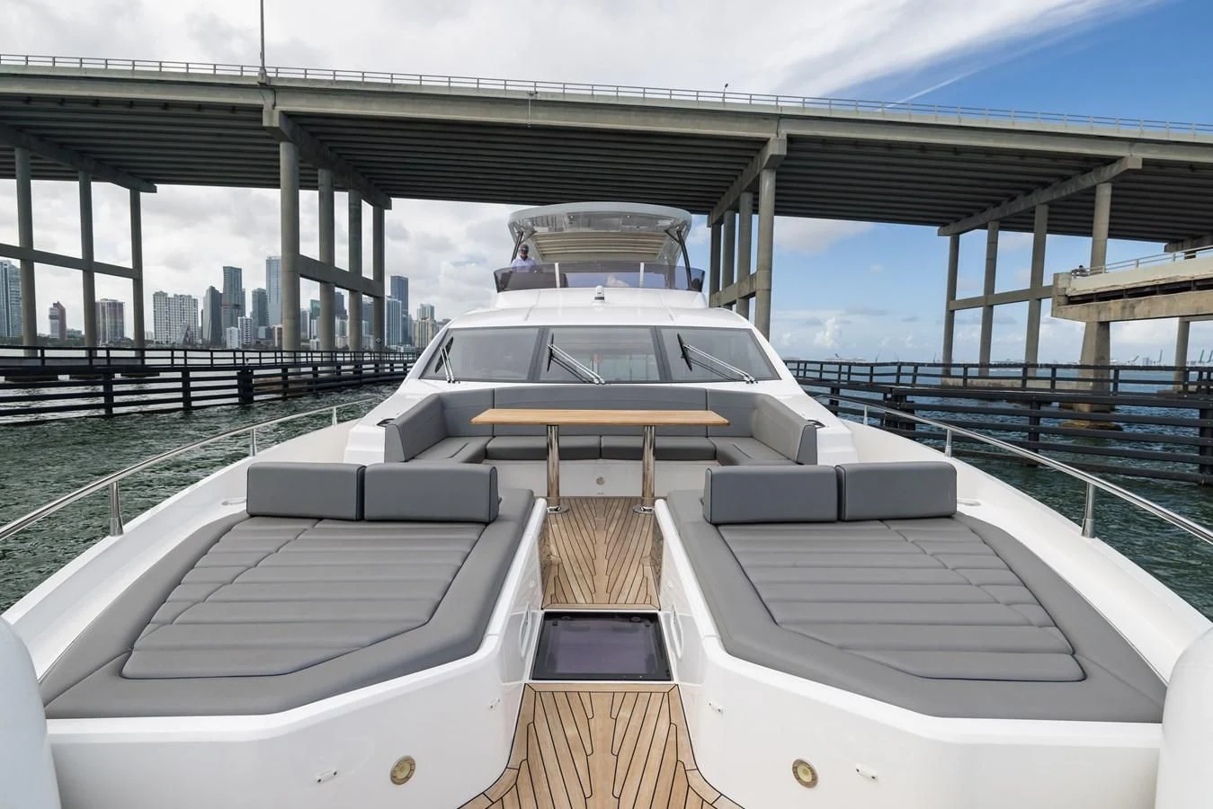 a car parked in a building aboard MR. G Yacht for Sale