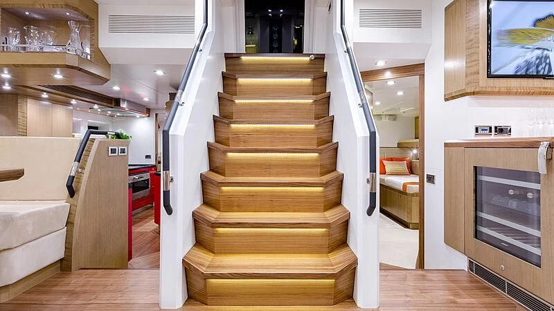 a staircase in a house aboard BELLKARA Yacht for Charter