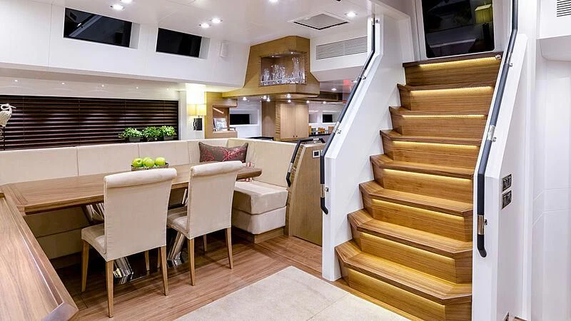 a kitchen and dining area aboard BELLKARA Yacht for Charter
