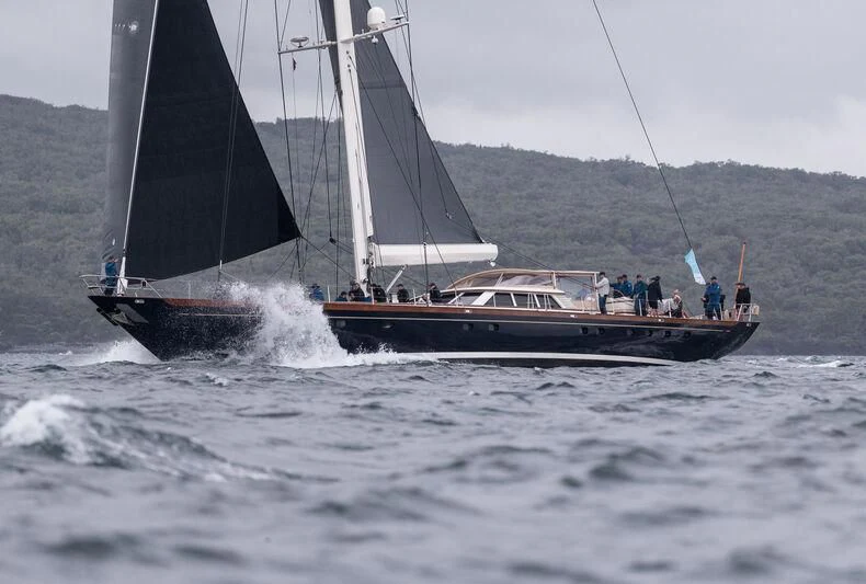 a boat with a group of people on it aboard SASSAFRAS Yacht for Sale