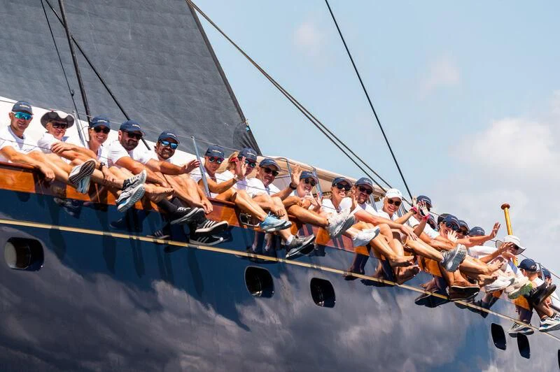 a group of people on a boat aboard SASSAFRAS Yacht for Sale