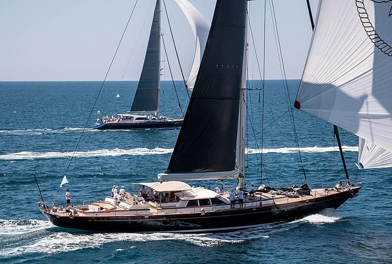 a group of people sailing on a boat aboard SASSAFRAS Yacht for Sale