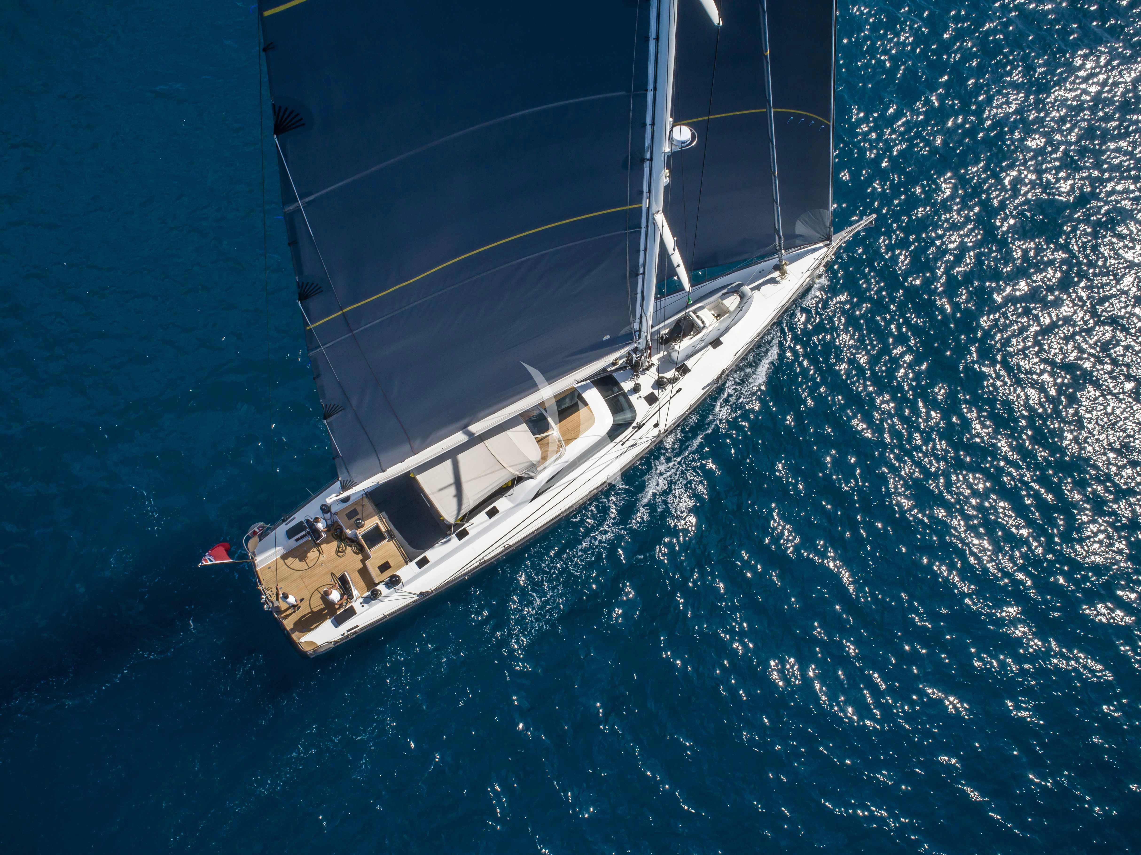 a ship in the water aboard AMMONITE Yacht for Charter
