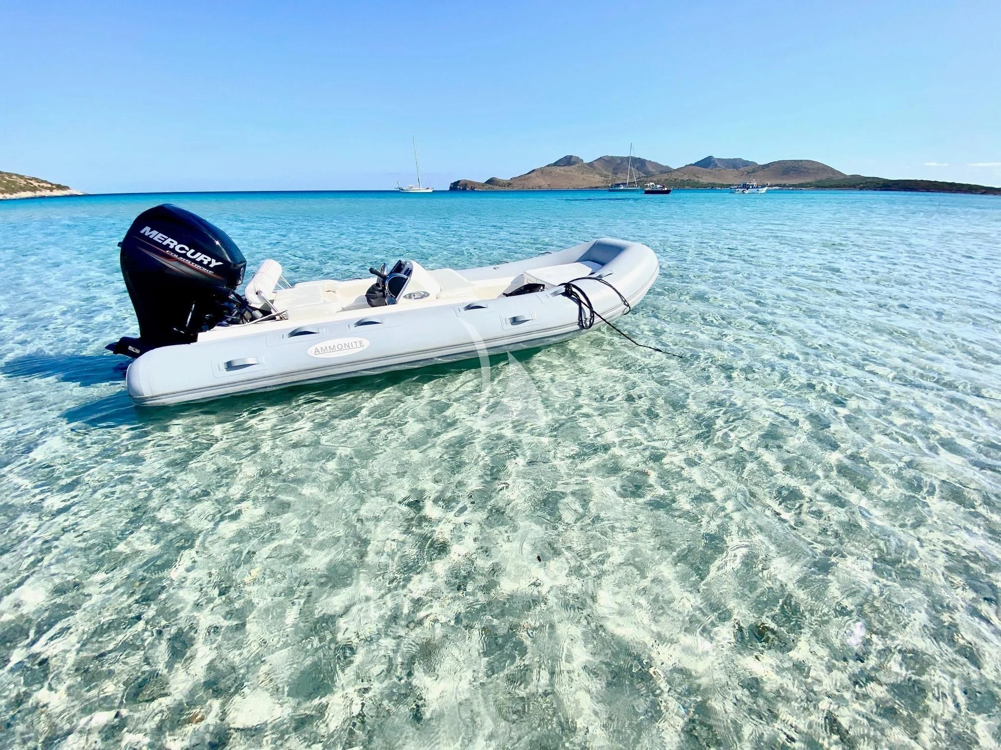 a boat in the water aboard AMMONITE Yacht for Charter