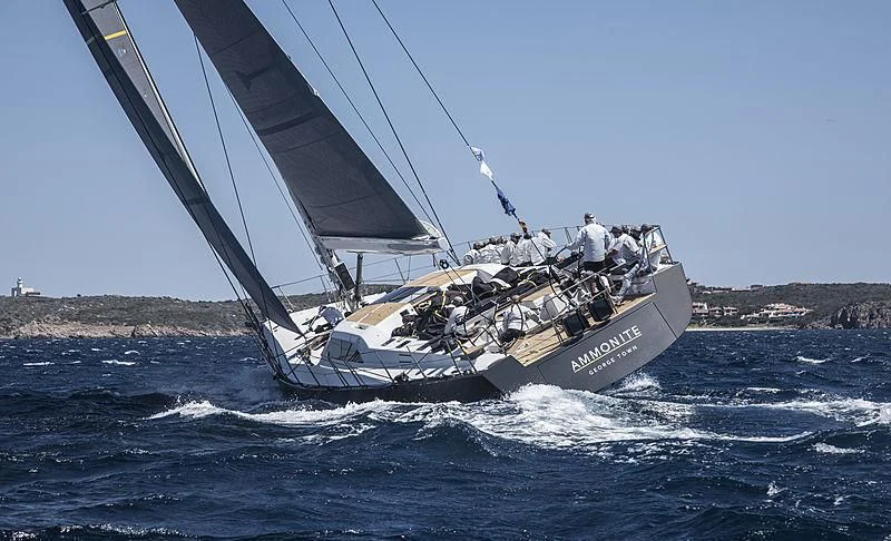 a boat sailing on the sea aboard AMMONITE Yacht for Charter