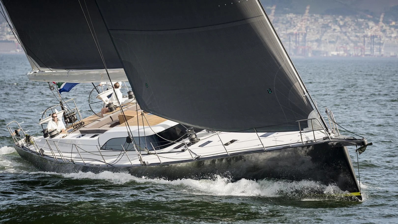 a boat on the water aboard AMMONITE Yacht for Charter