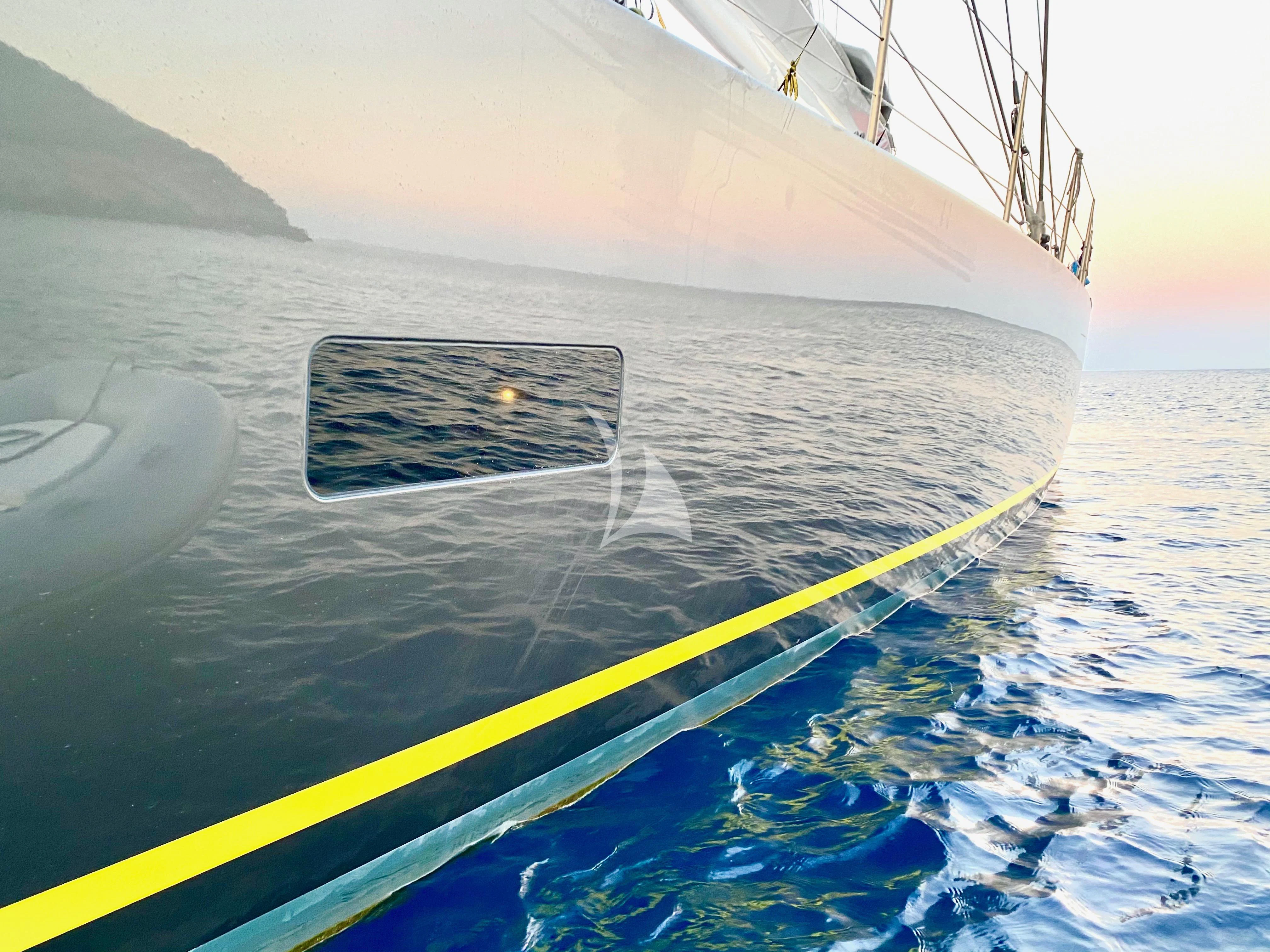 a ship in the water aboard AMMONITE Yacht for Charter
