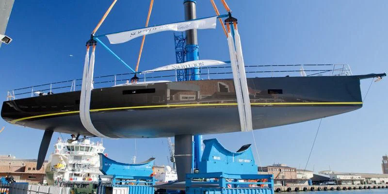 a large metal structure with a green roof aboard AMMONITE Yacht for Charter
