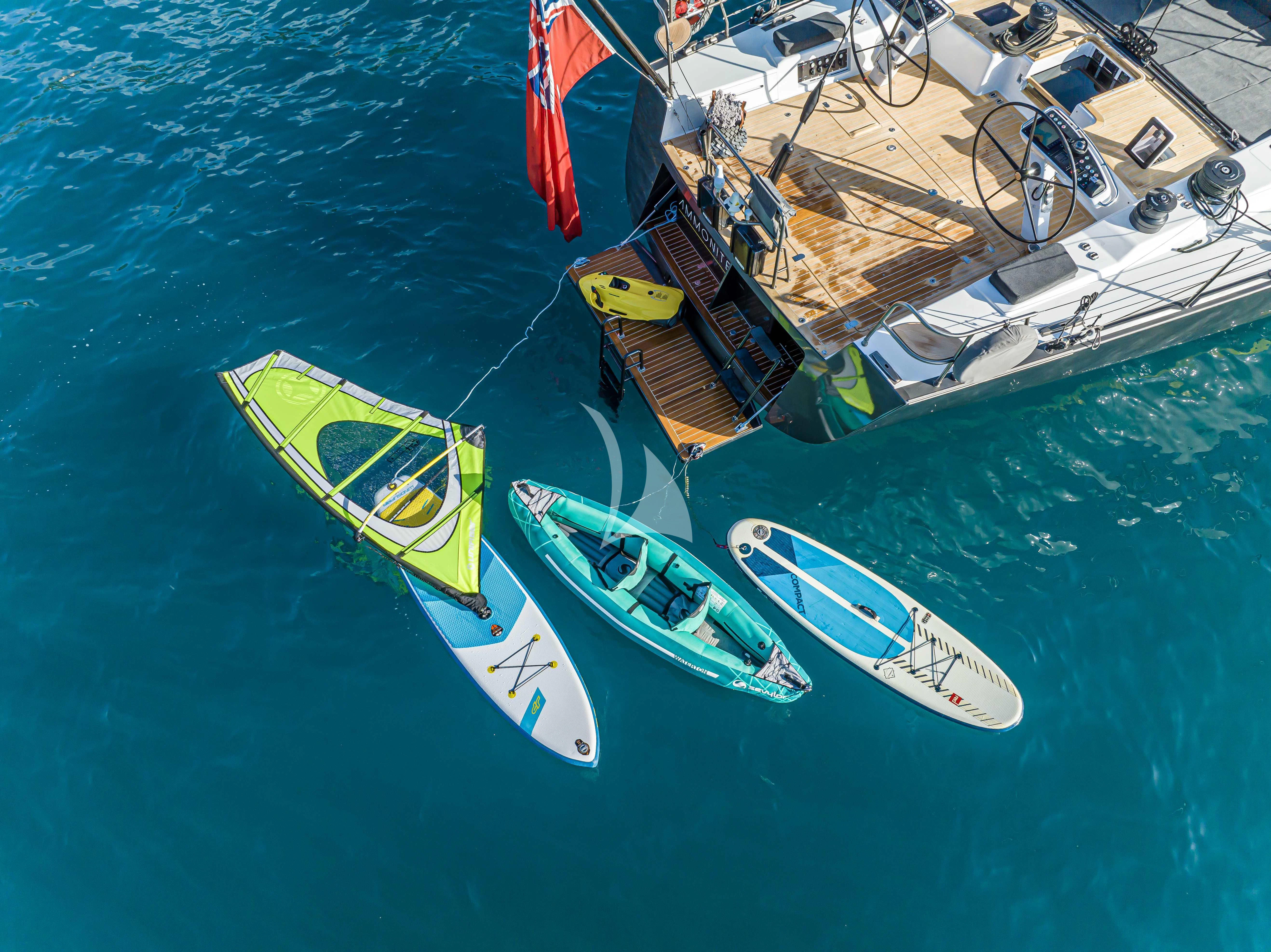 a group of boats are in the water aboard AMMONITE Yacht for Charter
