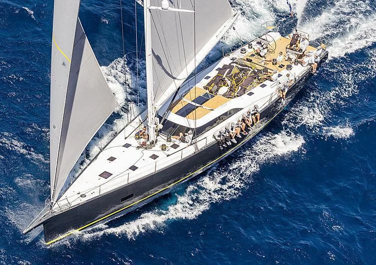 a high angle view of a ship aboard AMMONITE Yacht for Charter