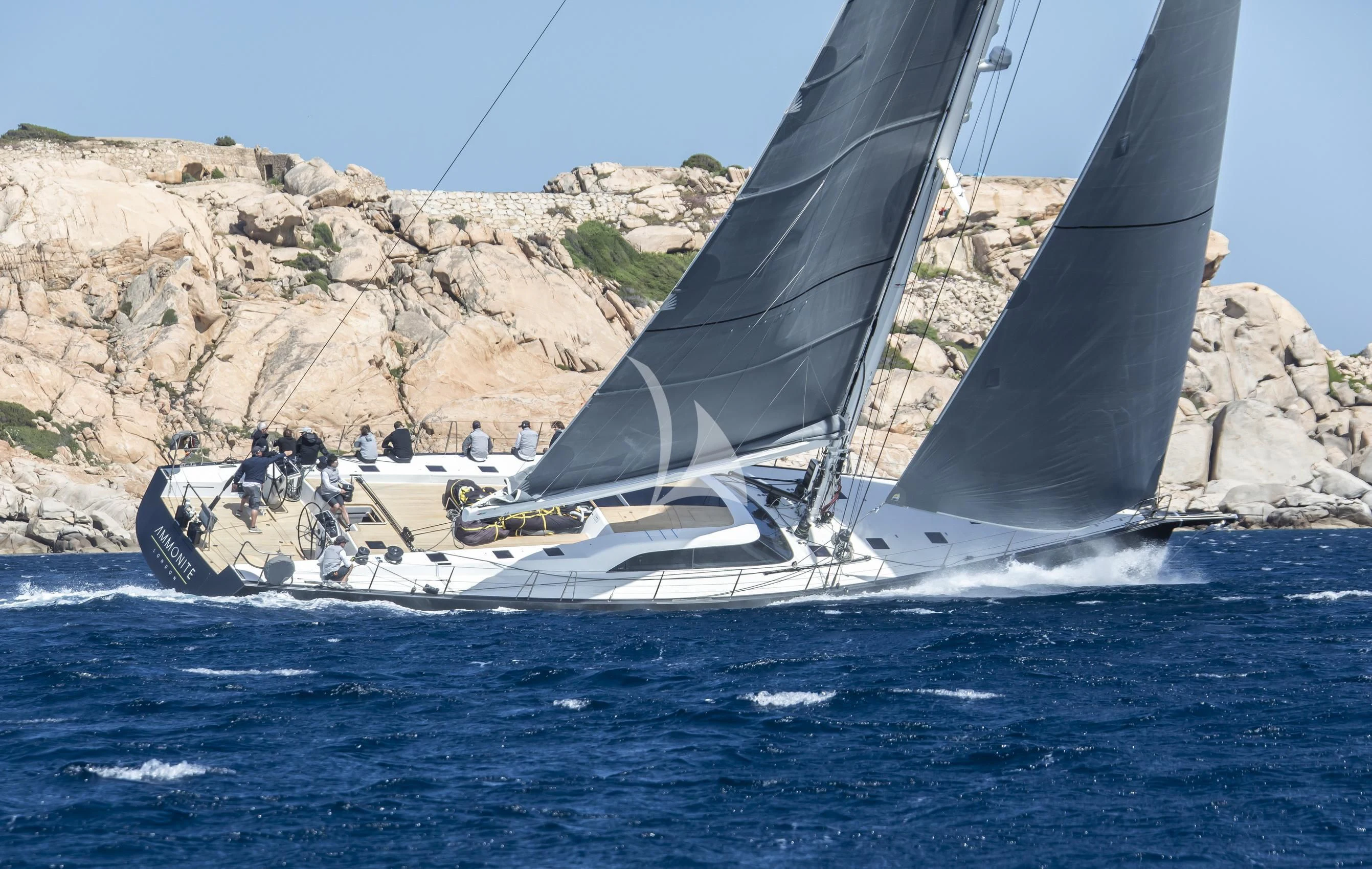 a boat on the water aboard AMMONITE Yacht for Charter