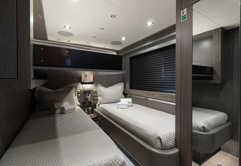 a room with two beds aboard MATZU Yacht for Sale
