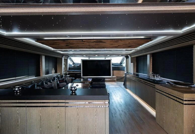 a room with a tv and a desk aboard MATZU Yacht for Sale