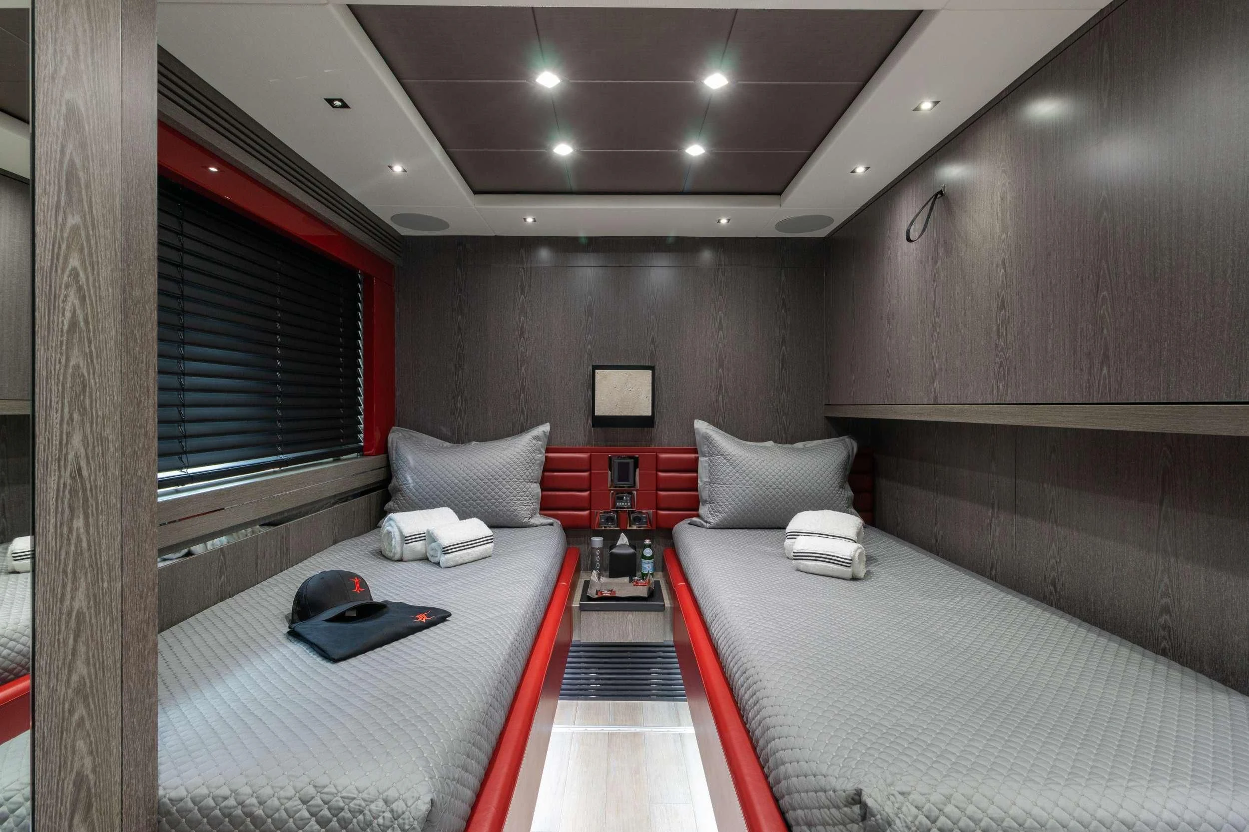 a room with a bed and a desk aboard MATZU Yacht for Sale