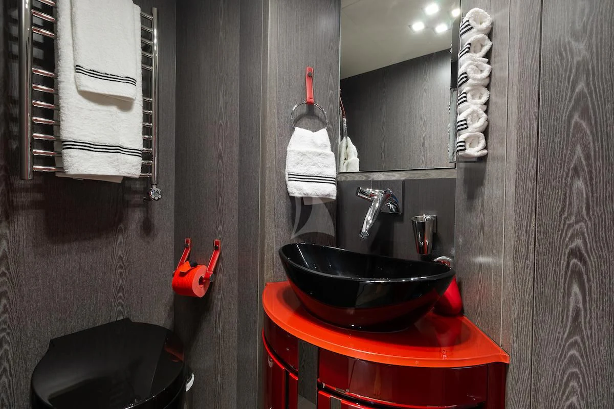 a bathroom with a sink and toilet aboard MATZU Yacht for Sale