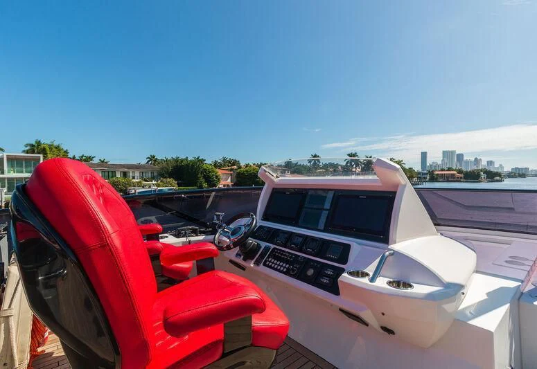 a boat with a red and white boat on it aboard MATZU Yacht for Sale