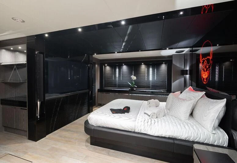 a bed in a room aboard MATZU Yacht for Sale