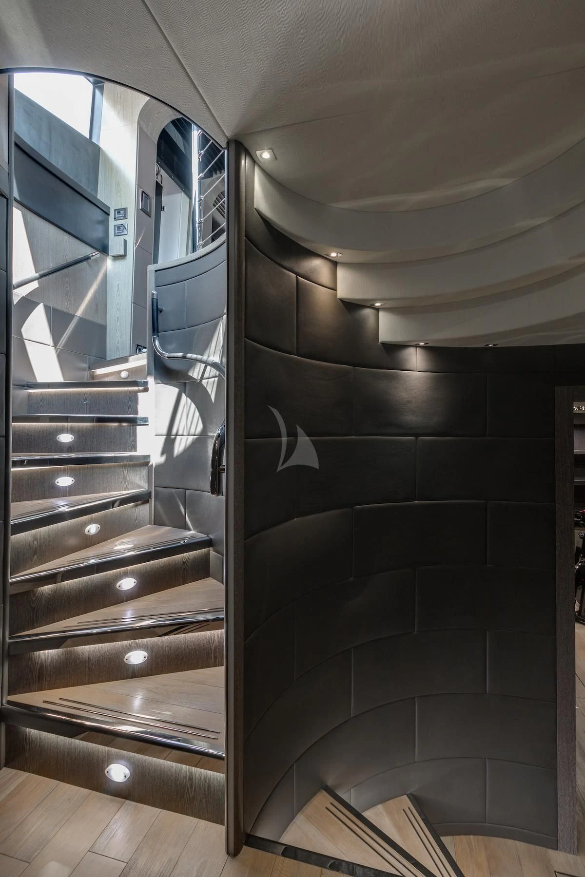 a room with a glass wall aboard MATZU Yacht for Sale