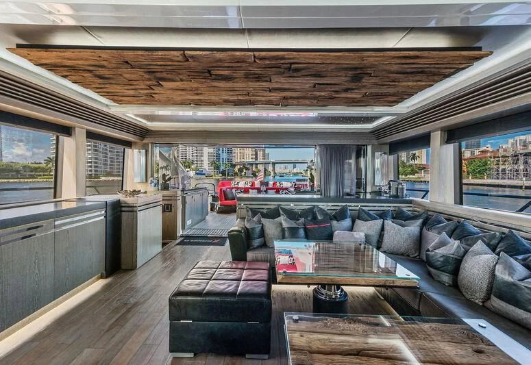 a room with couches and tables aboard MATZU Yacht for Sale