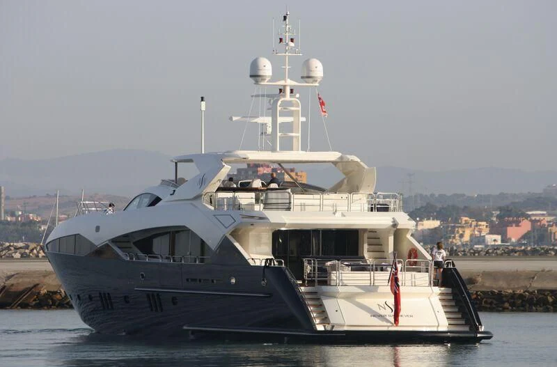 a large ship in the water aboard NEVER SAY NEVER Yacht for Sale