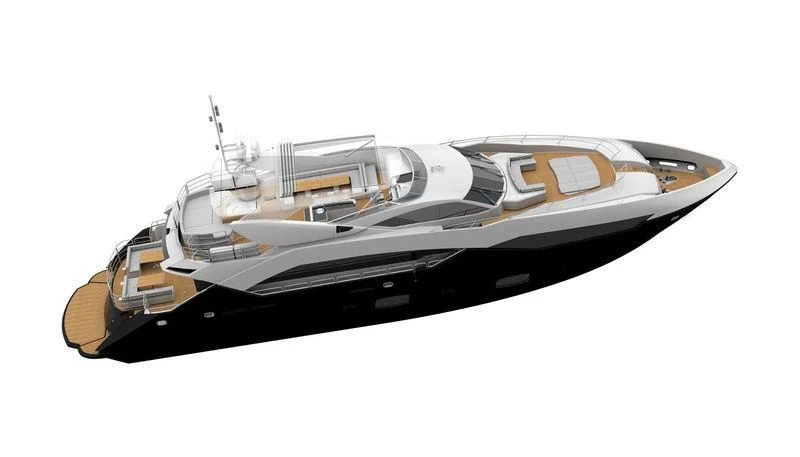 a black and gold model of a car aboard NEVER SAY NEVER Yacht for Sale