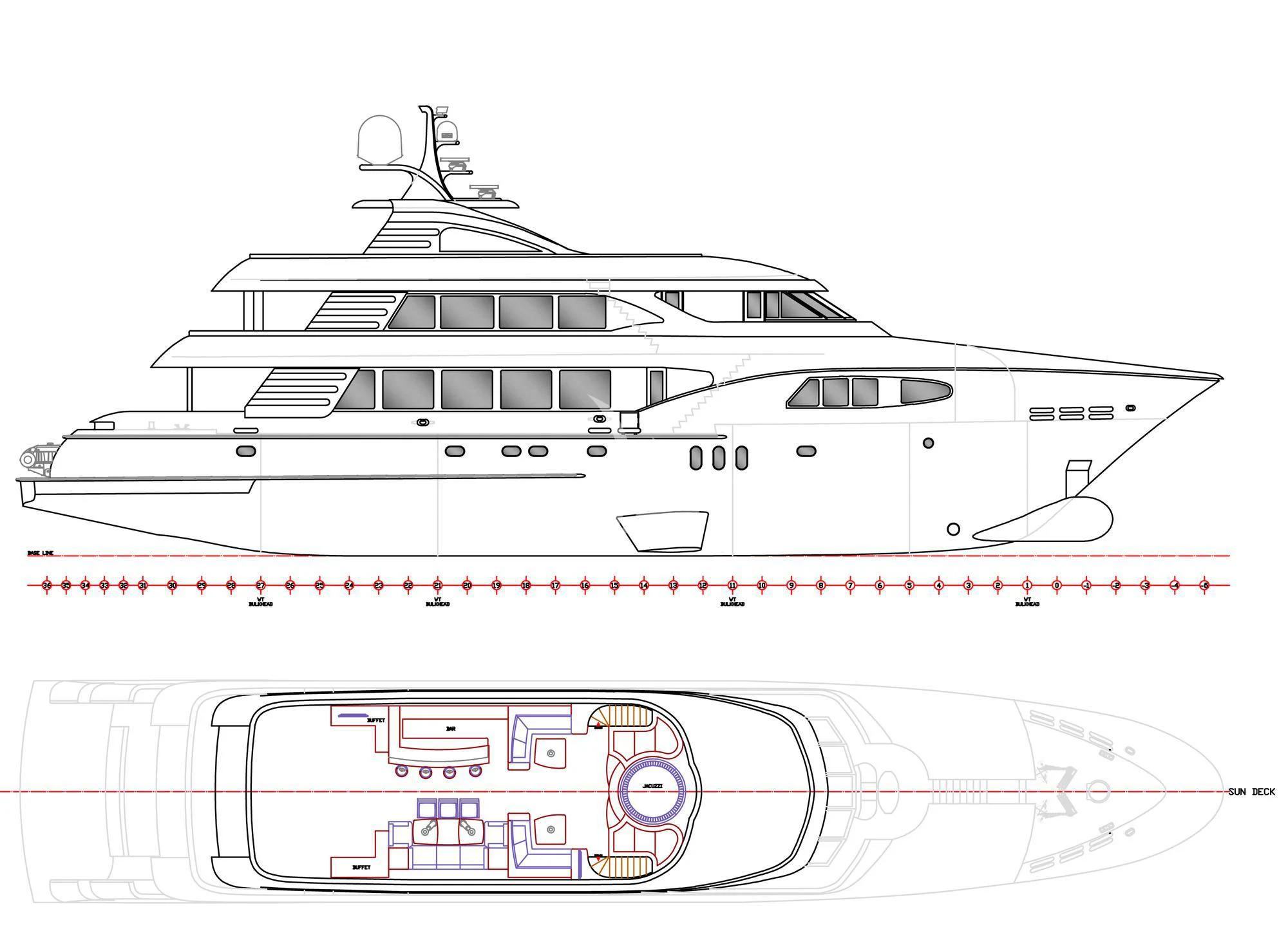 diagram, engineering drawing aboard I SEA Yacht for Charter