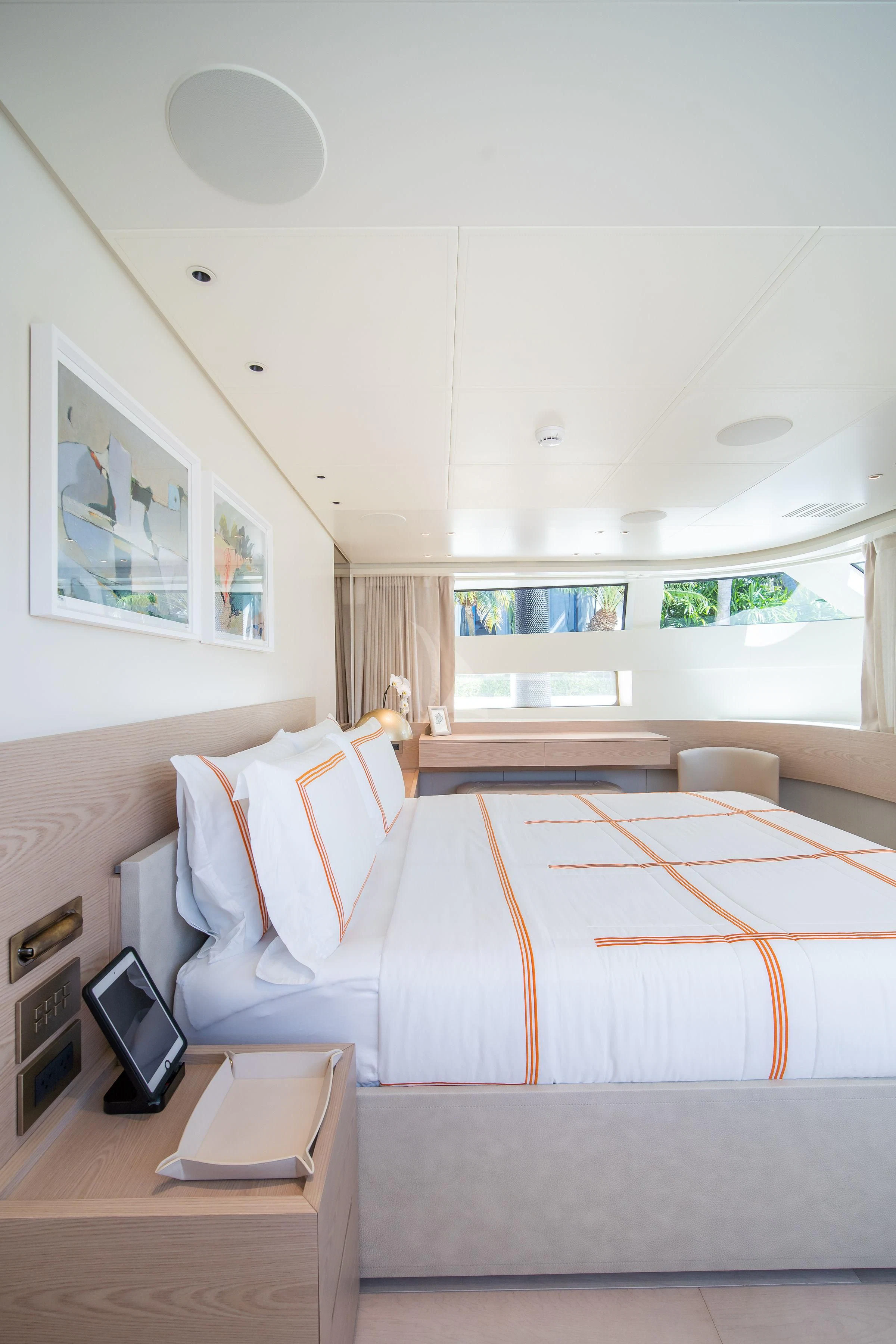 a room with a couch and a table aboard PEARL Yacht for Sale