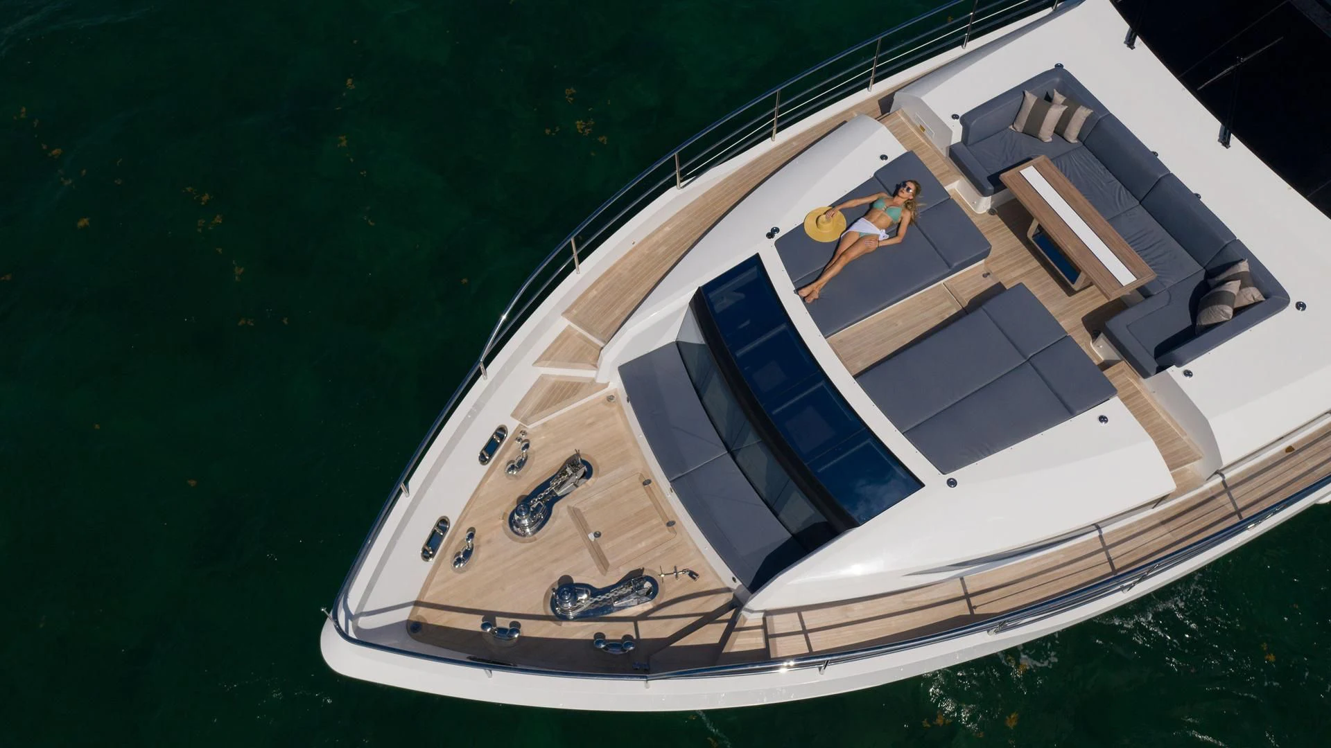 a high angle view of a boat aboard PEARL Yacht for Sale