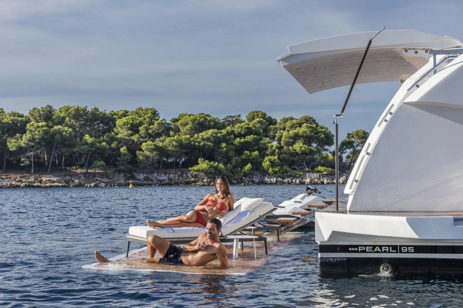 a group of people on a boat aboard PEARL Yacht for Sale